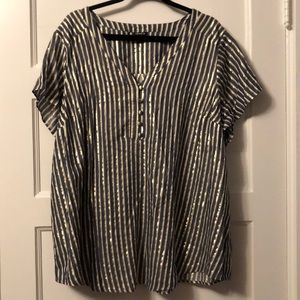 Torrid Blue white and gold striped blouse - Sz 3